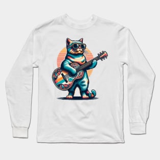 Cool cat playing a guitar Long Sleeve T-Shirt